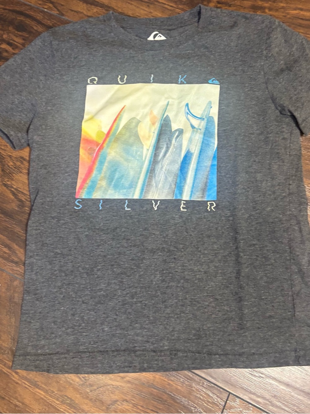 Quiksilver Charcoal Heather‎ Tee with Multicolor Surf Graphic